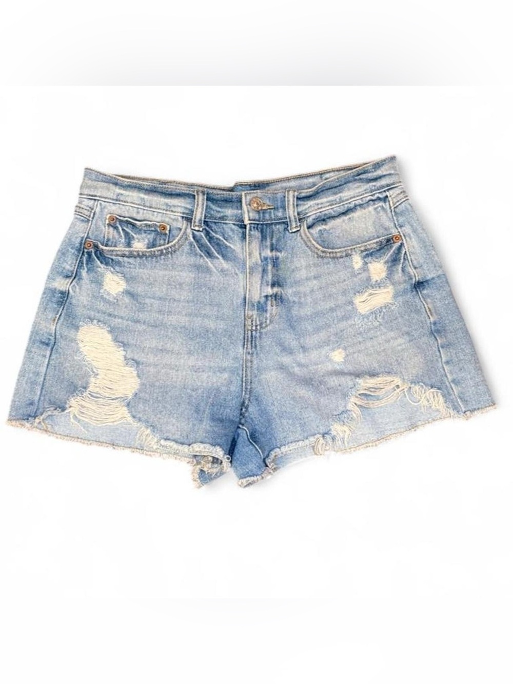 Rewash Light Wash Distressed Denim Shorts - Women's High-Rise Casual